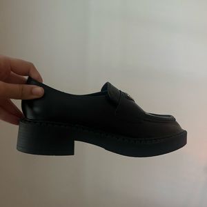 Prada Triangle Logo Brushed Leather Loafers